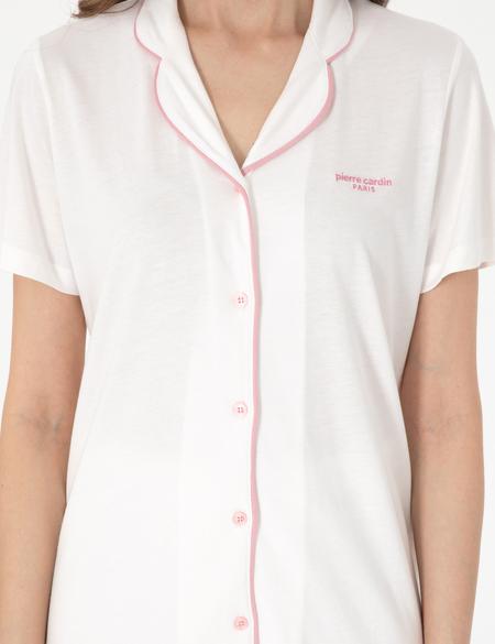 Krem Kısakollu Gömlek Pijama Takımı - 50319050007