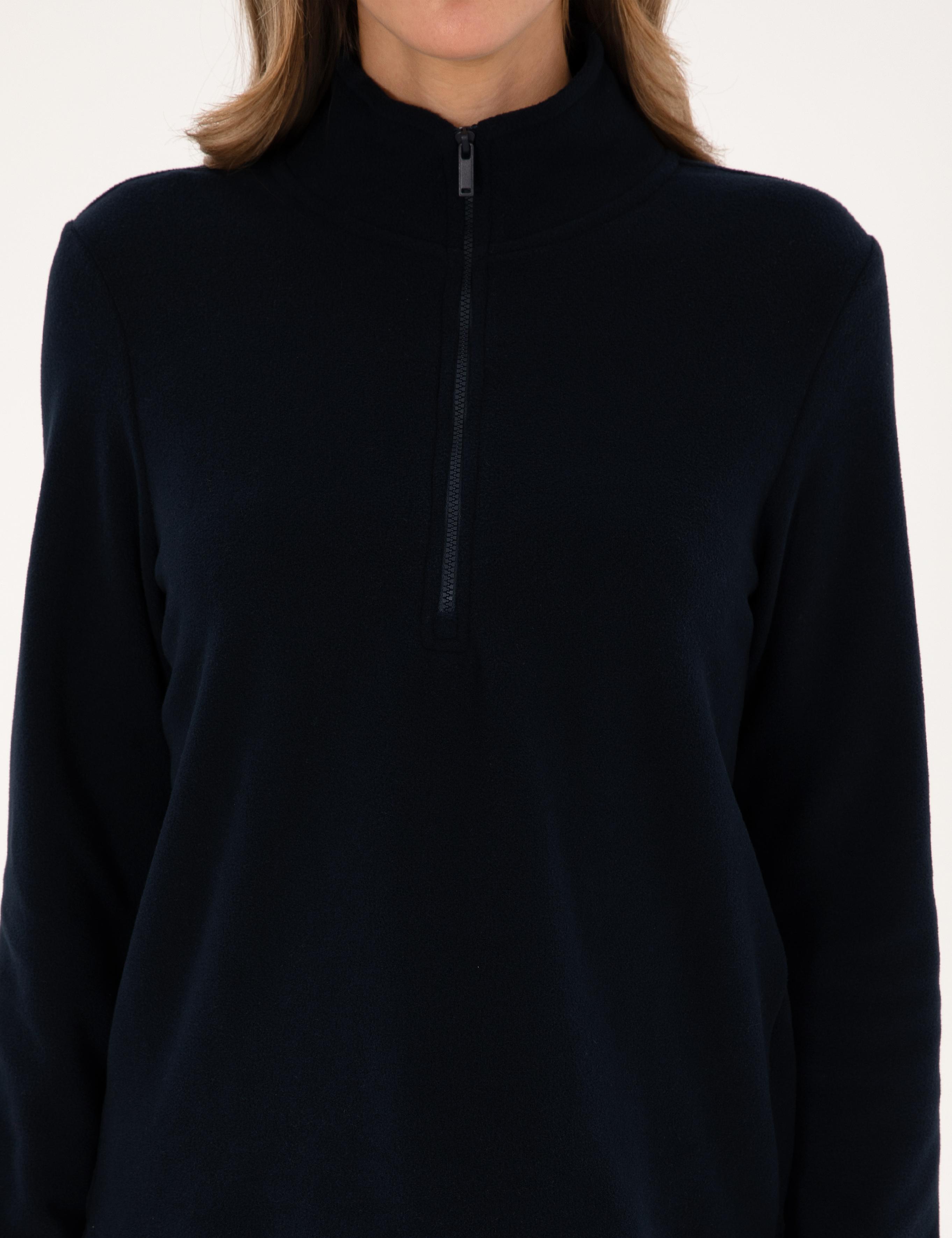 Lacivert Comfort Fit Fermuarlı Polar Sweatshirt