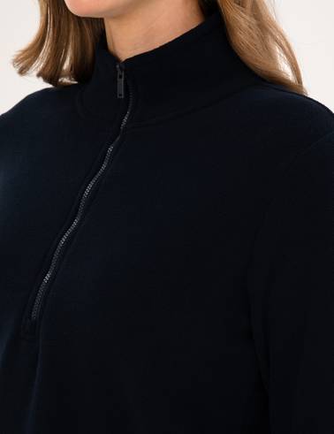 Lacivert Comfort Fit Fermuarlı Polar Sweatshirt