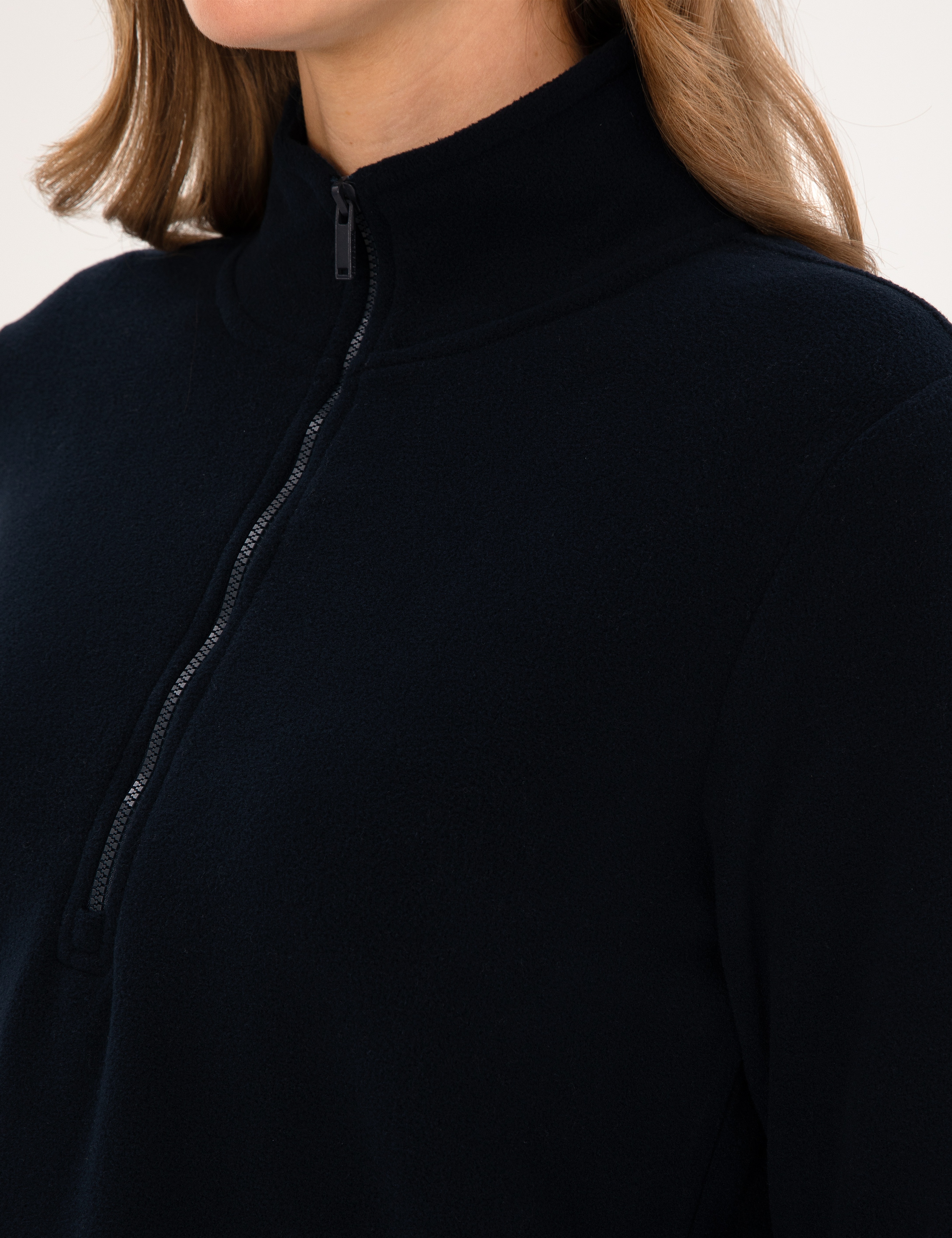 Lacivert Comfort Fit Fermuarlı Polar Sweatshirt - Image 7