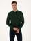 Koyu Yeşil Slim Fit Polo Yaka Basic Triko Kazak