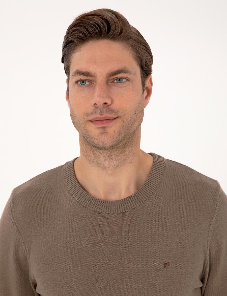 Vizon Melanj Slim Fit Bisiklet Yaka Basic Triko Kazak