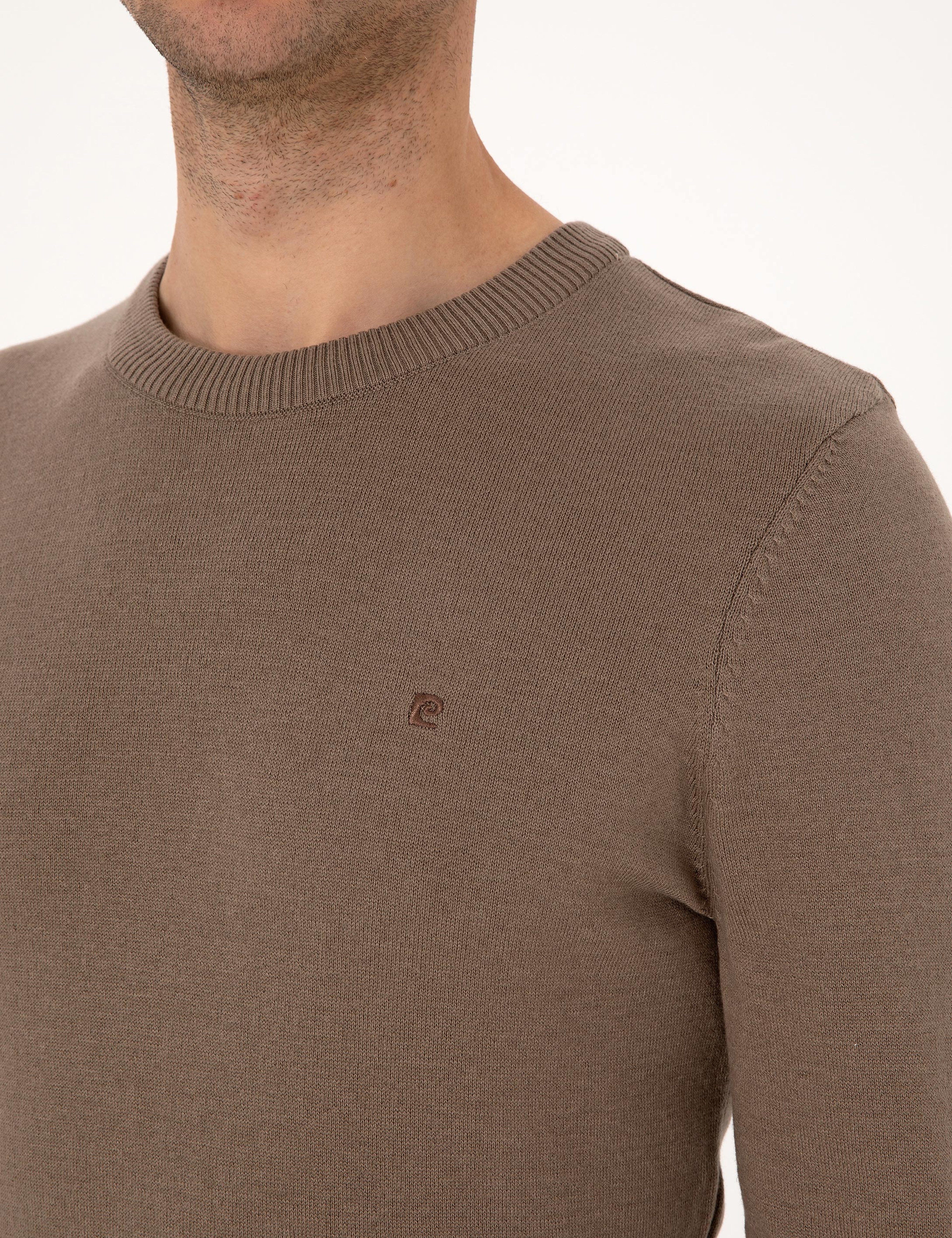 Vizon Melanj Slim Fit Bisiklet Yaka Basic Triko Kazak - Image 7