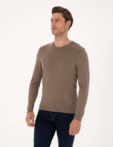 Vizon Melanj Slim Fit Bisiklet Yaka Basic Triko Kazak