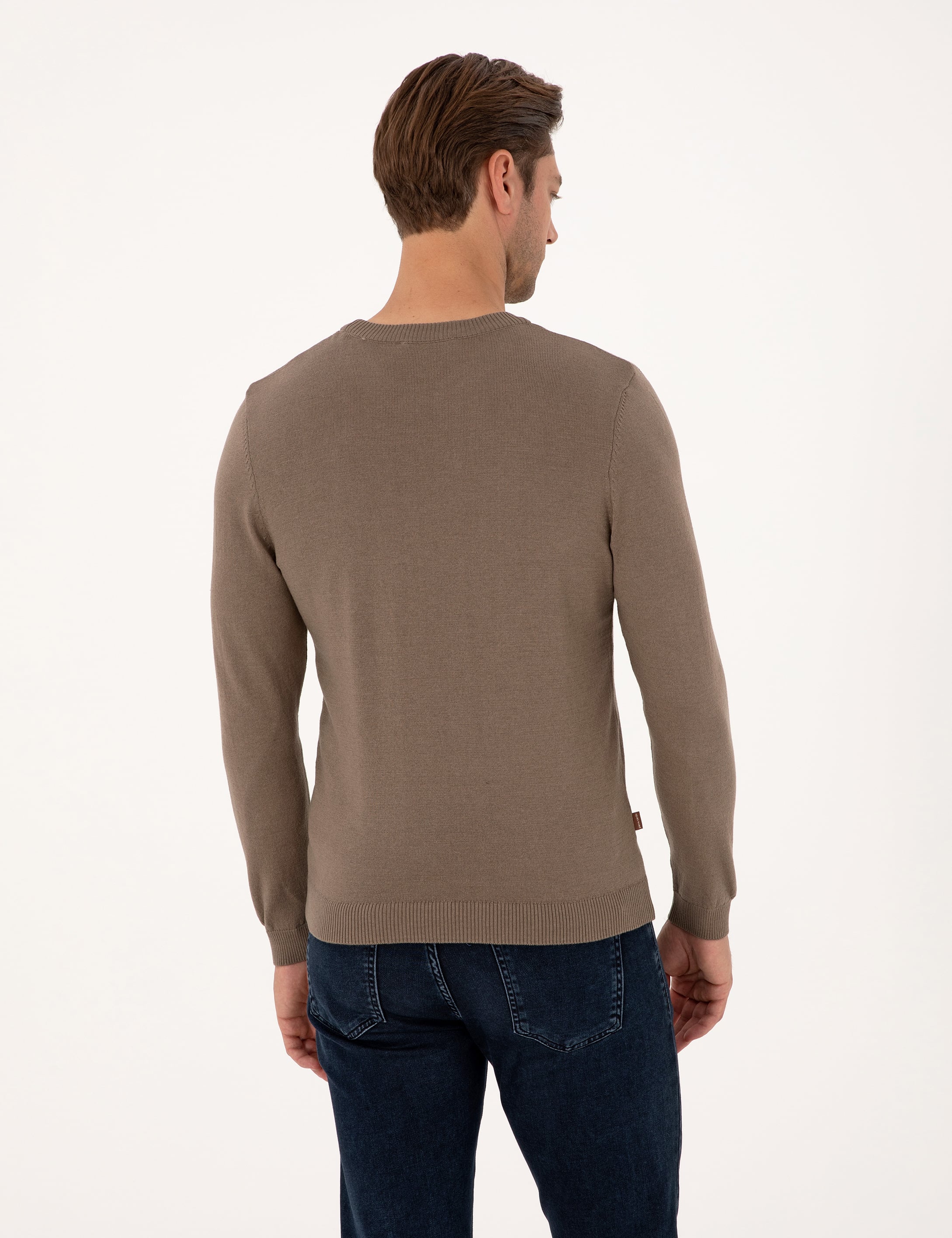 Vizon Melanj Slim Fit Bisiklet Yaka Basic Triko Kazak