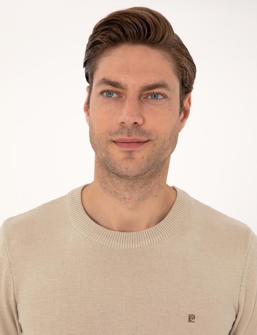 Kum Melanj Slim Fit Bisiklet Yaka Basic Triko Kazak