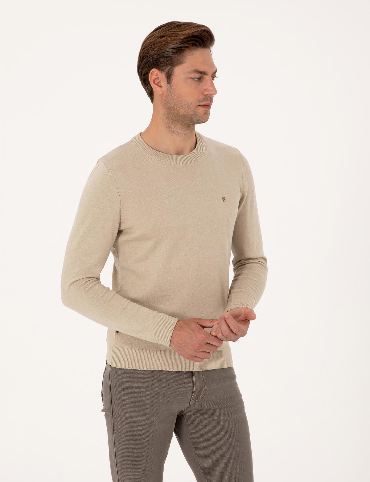 Kum Melanj Slim Fit Bisiklet Yaka Basic Triko Kazak - 50314192046