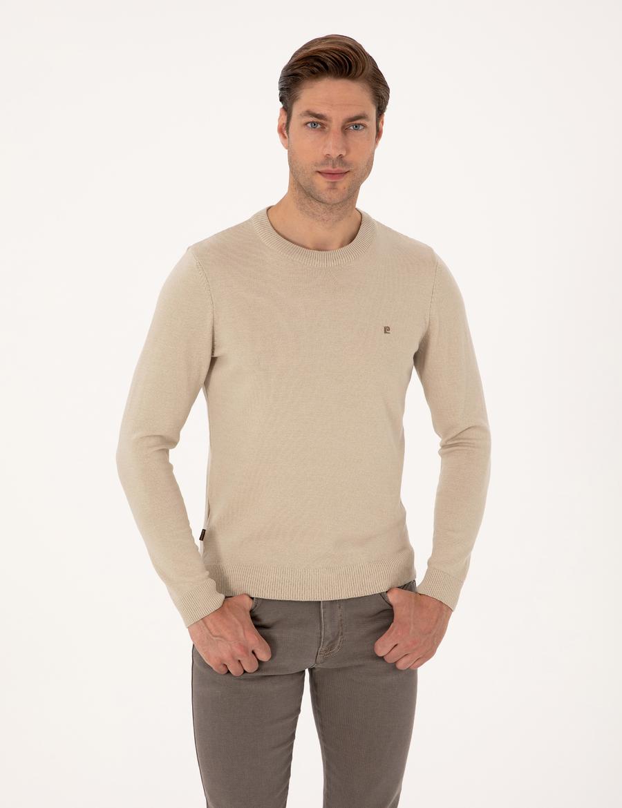 Kum Melanj Slim Fit Bisiklet Yaka Basic Triko Kazak