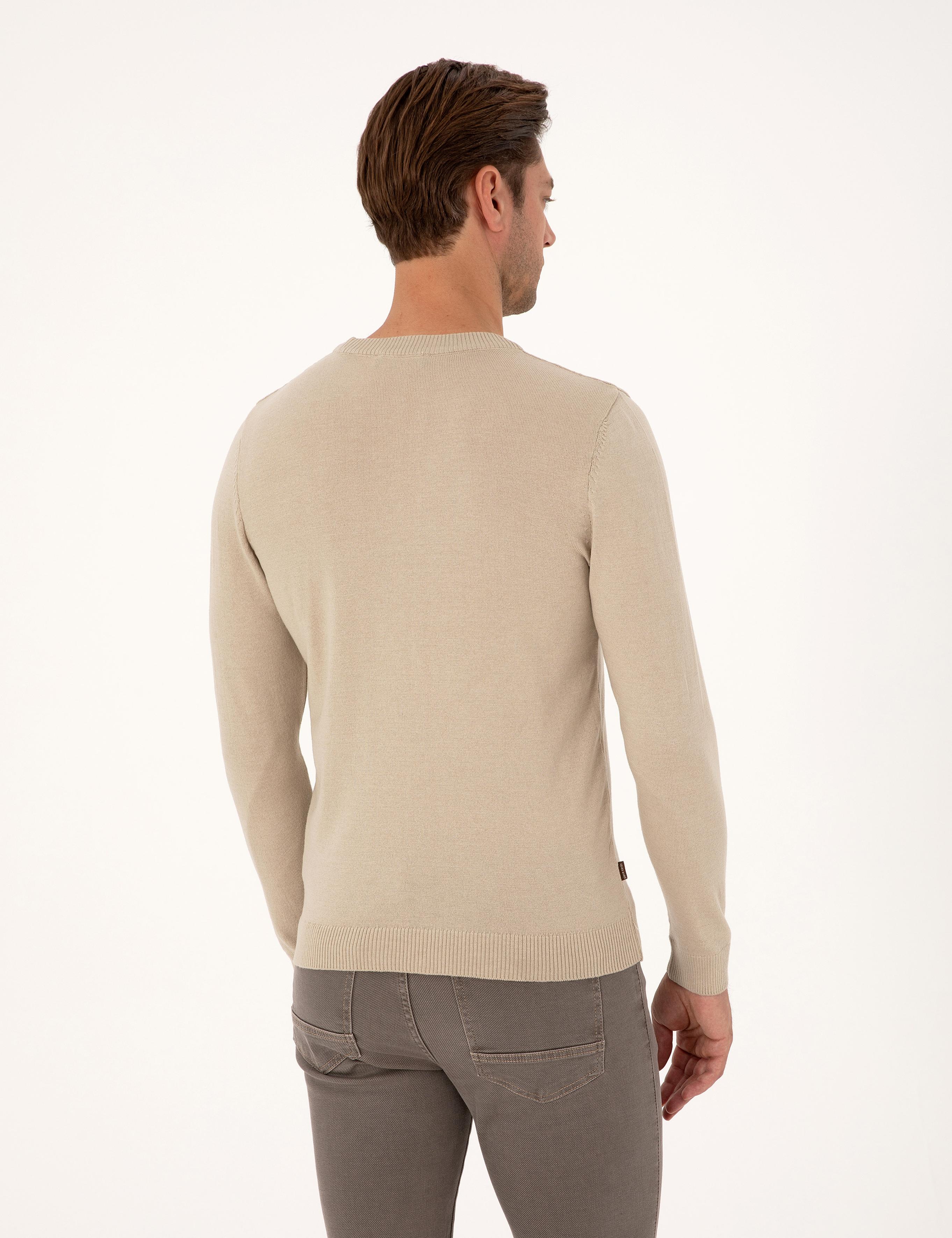 Kum Melanj Slim Fit Bisiklet Yaka Basic Triko Kazak