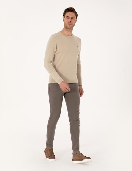 Kum Melanj Slim Fit Bisiklet Yaka Basic Triko Kazak - 50314192046