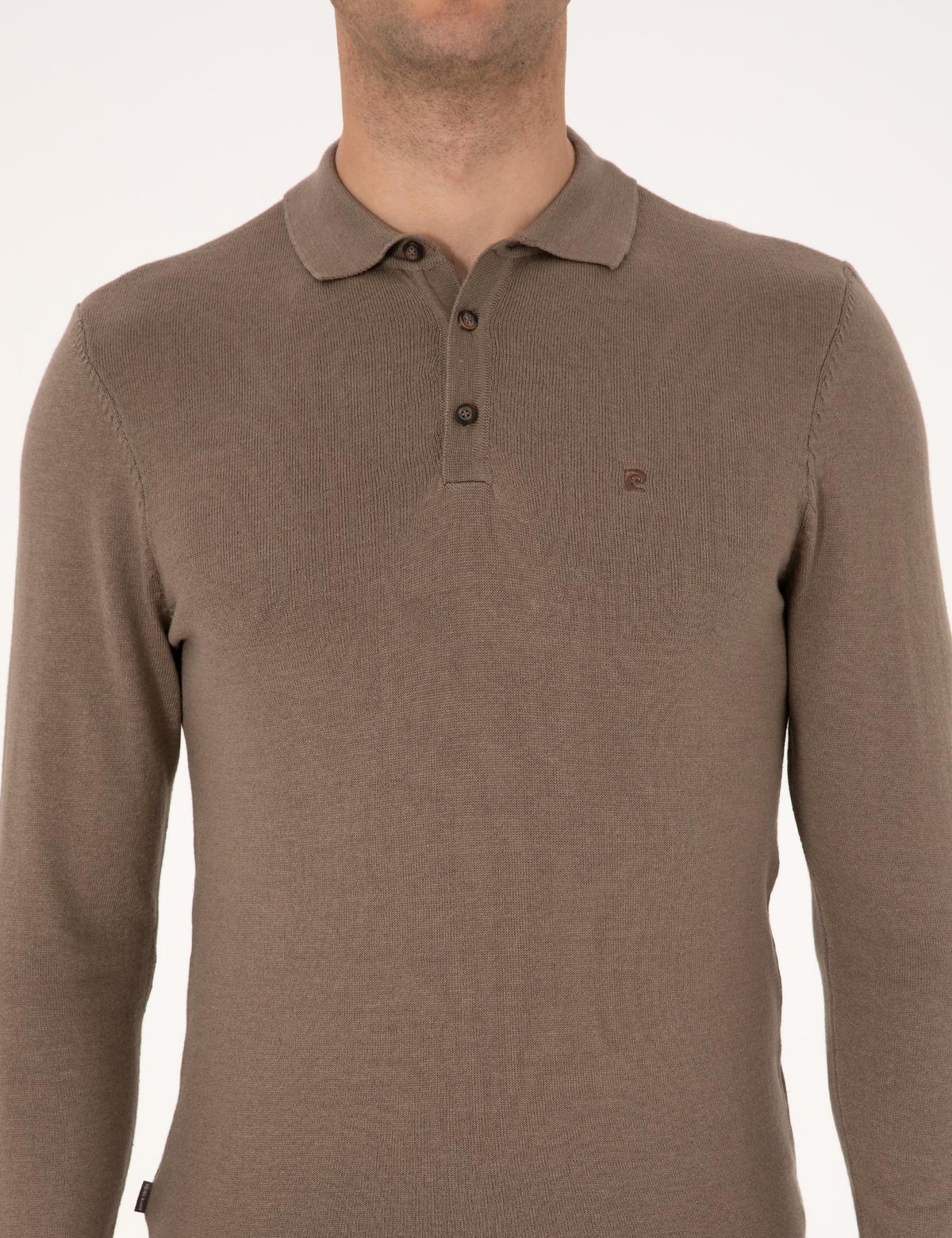 Vizon Melanj Slim Fit Polo Yaka Basic Triko Kazak - 50314189017