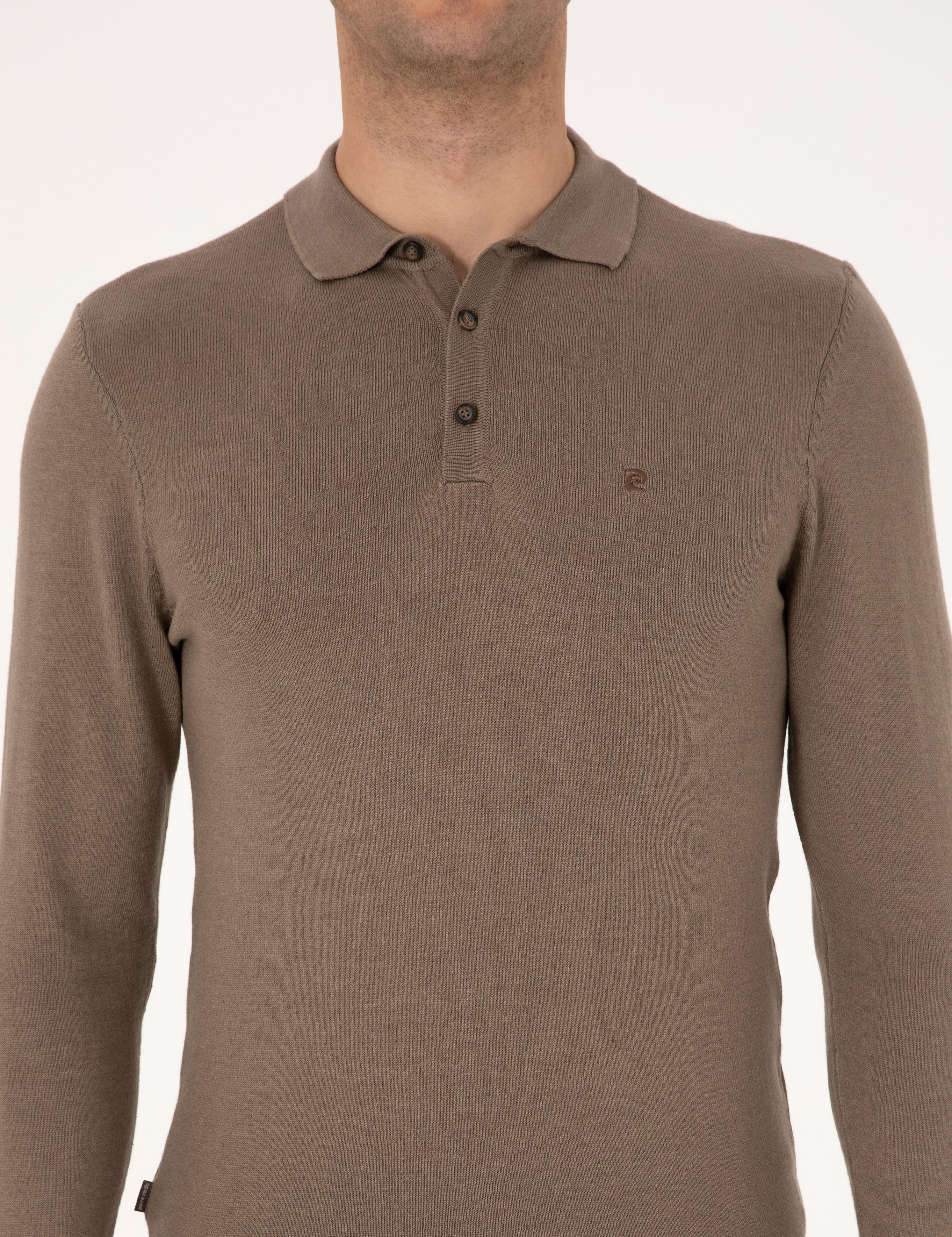 Vizon Melanj Slim Fit Polo Yaka Basic Triko Kazak