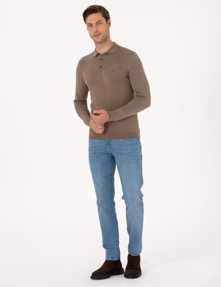 Vizon Melanj Slim Fit Polo Yaka Basic Triko Kazak - 50314189017