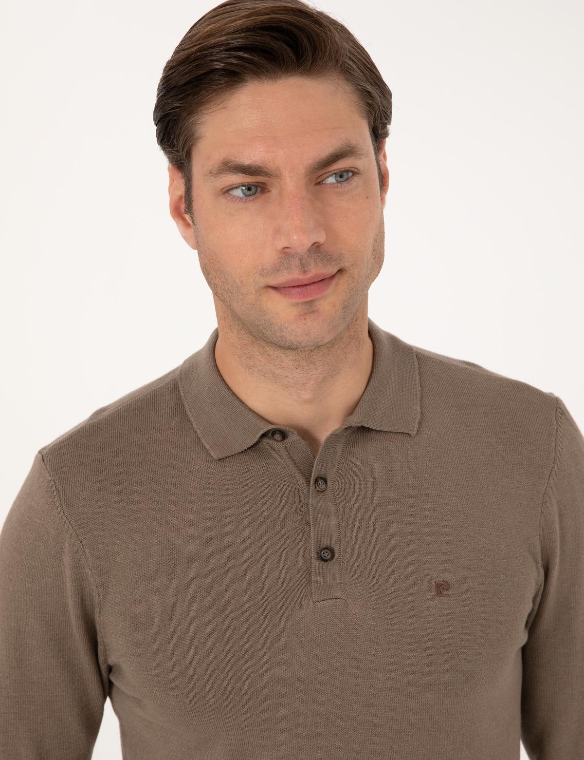 Vizon Melanj Slim Fit Polo Yaka Basic Triko Kazak - 50314189017