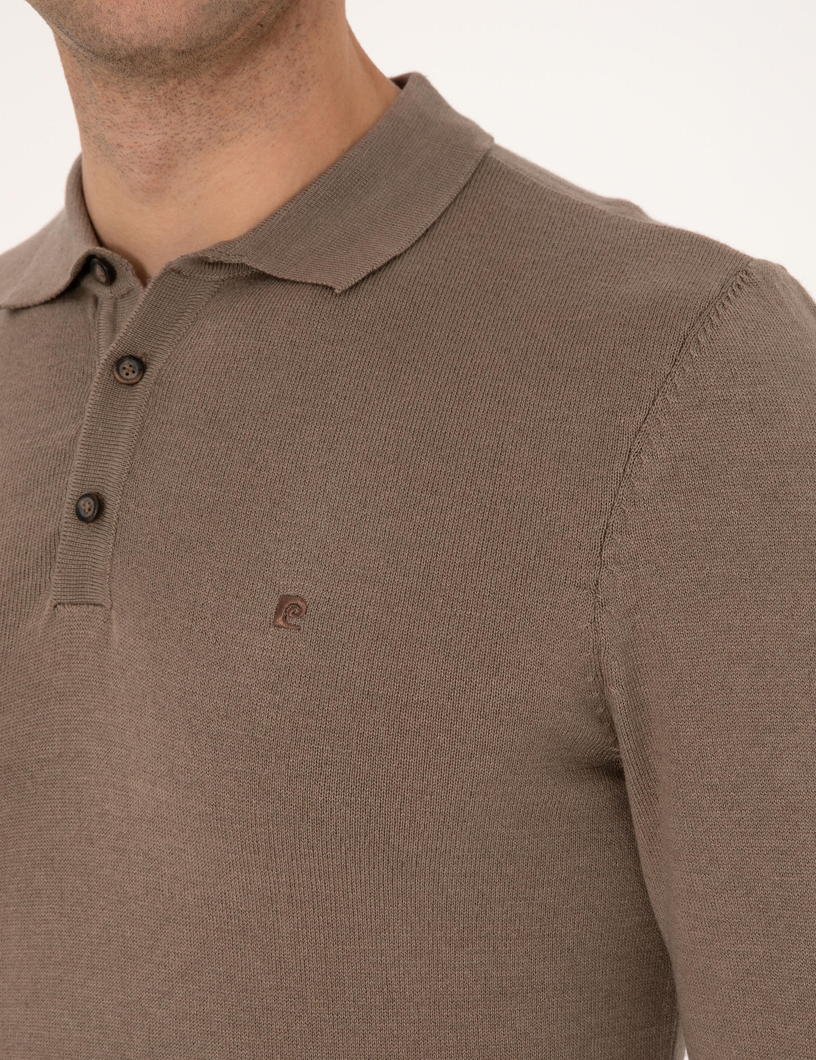 Vizon Melanj Slim Fit Polo Yaka Basic Triko Kazak