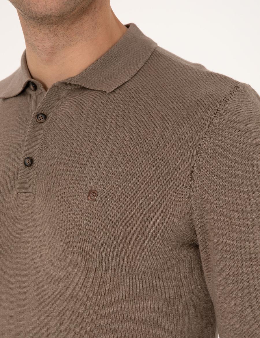 Vizon Melanj Slim Fit Polo Yaka Basic Triko Kazak