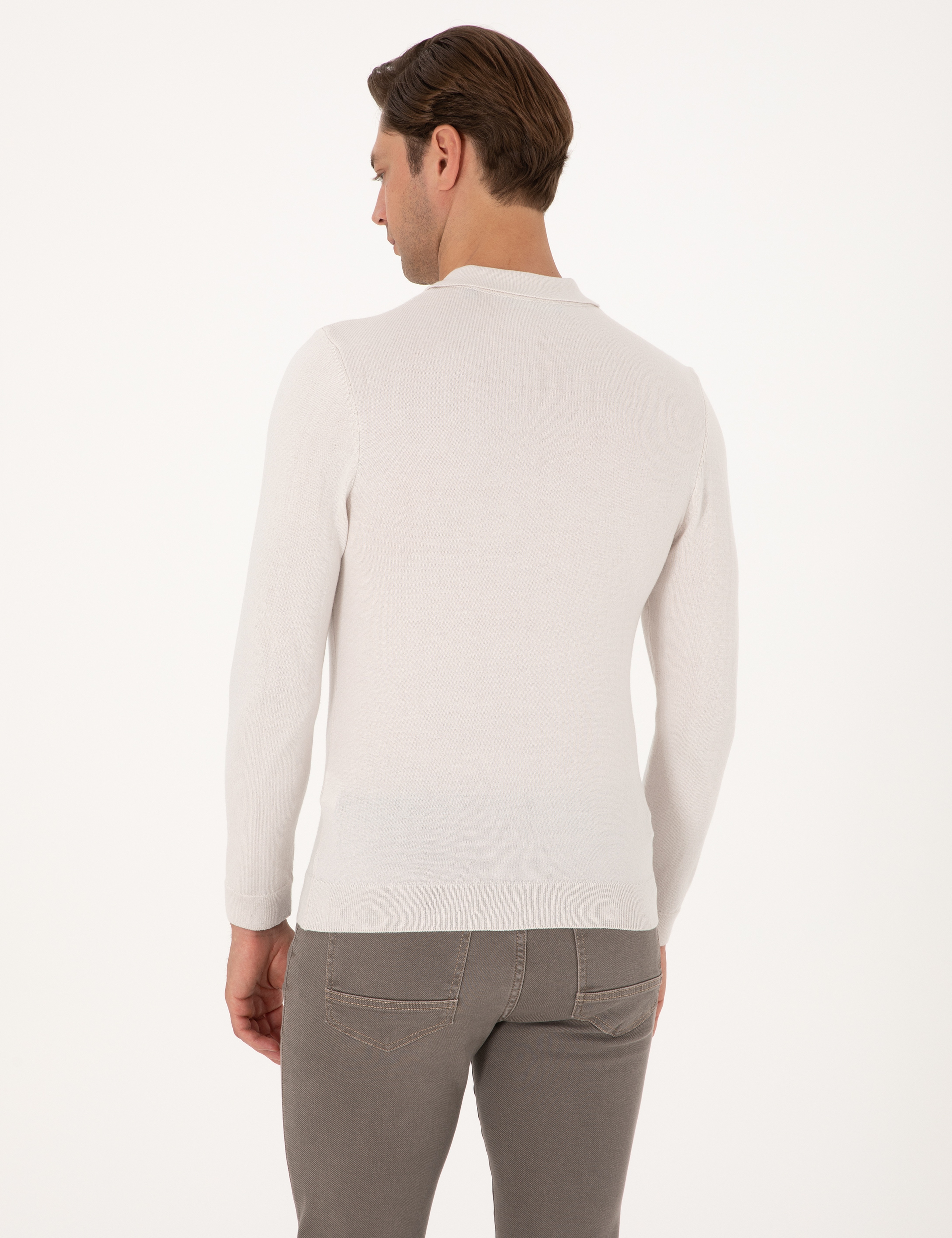 Taş Slim Fit Polo Yaka Basic Triko Kazak - Image 5