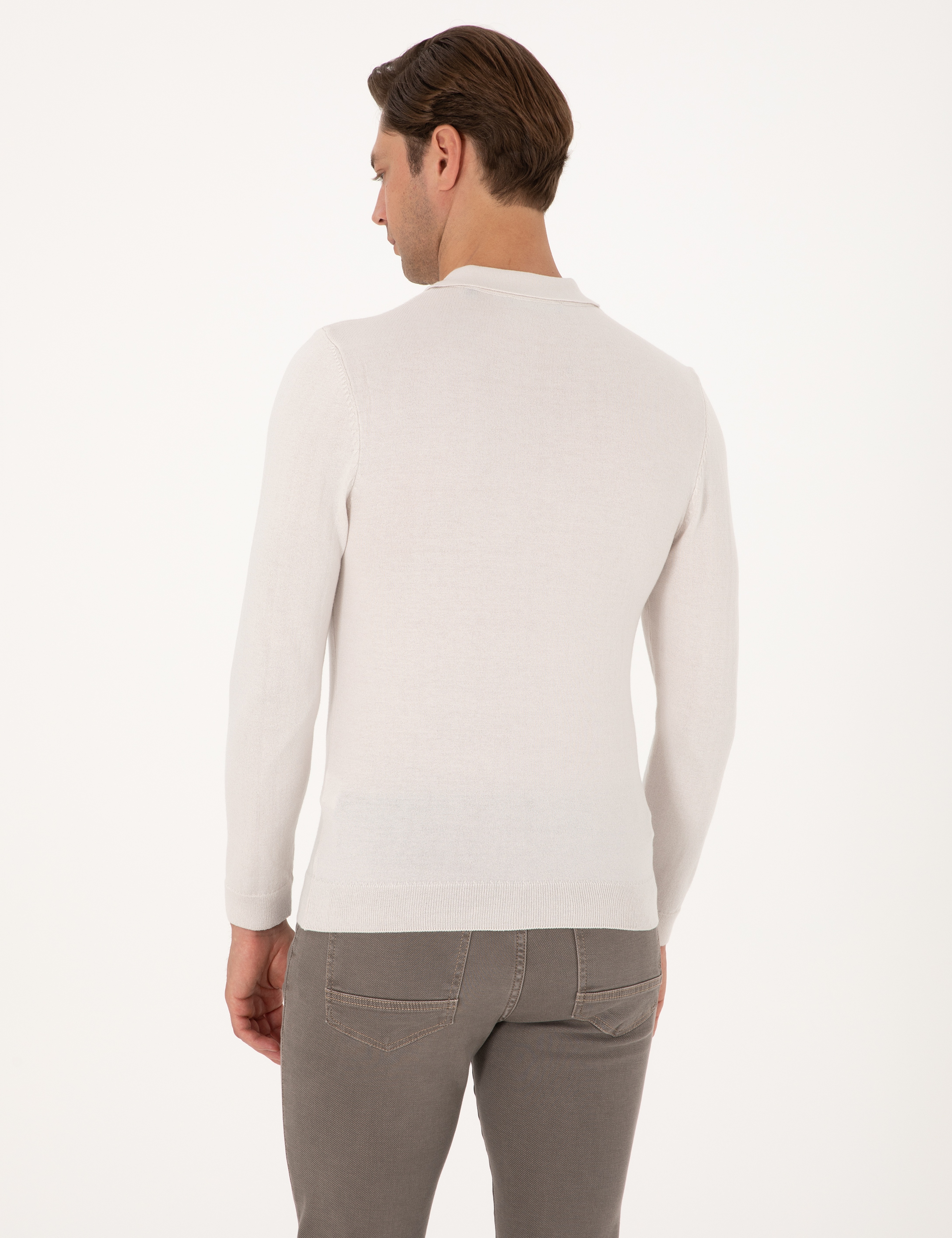 Taş Slim Fit Polo Yaka Basic Triko Kazak