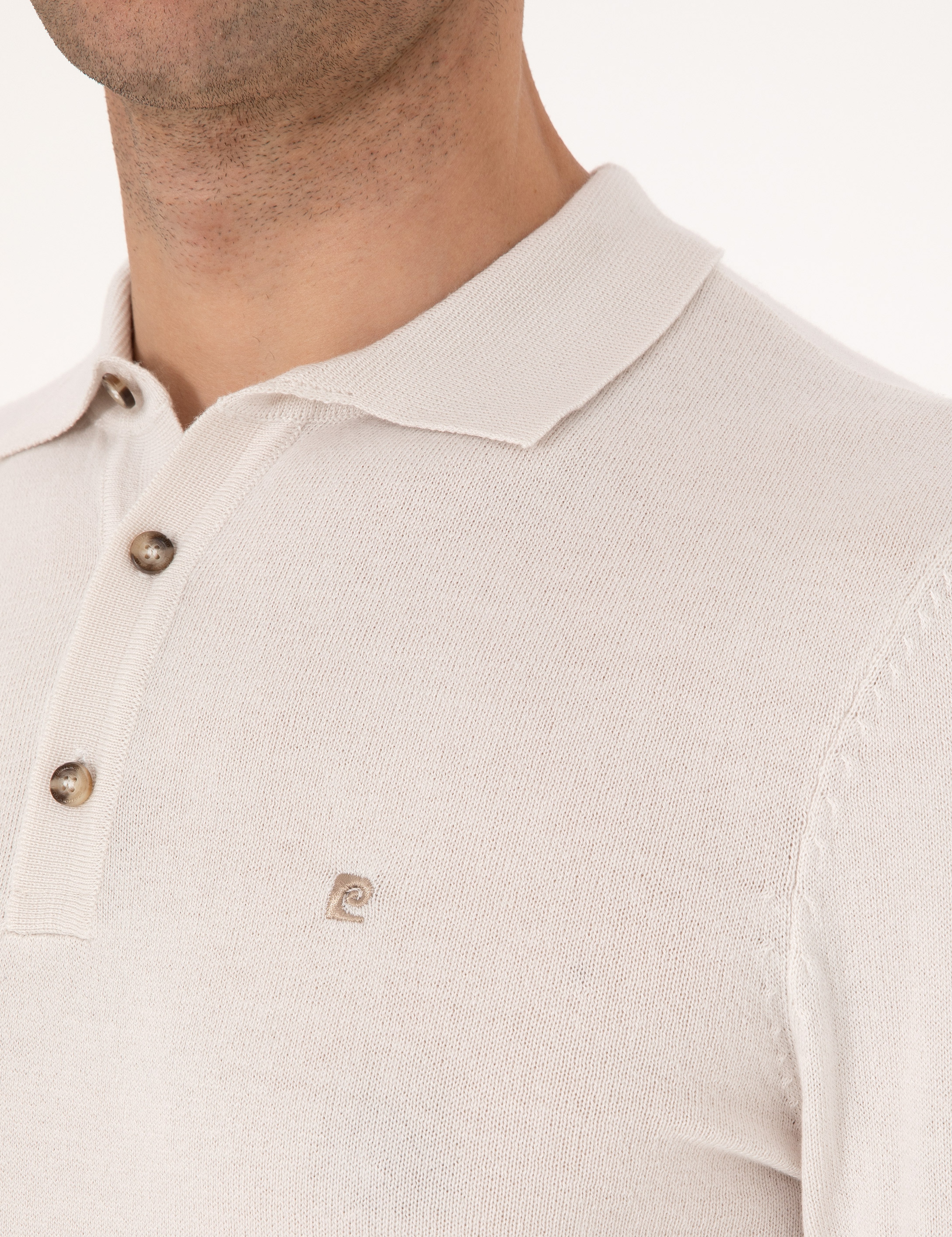 Taş Slim Fit Polo Yaka Basic Triko Kazak - Image 7