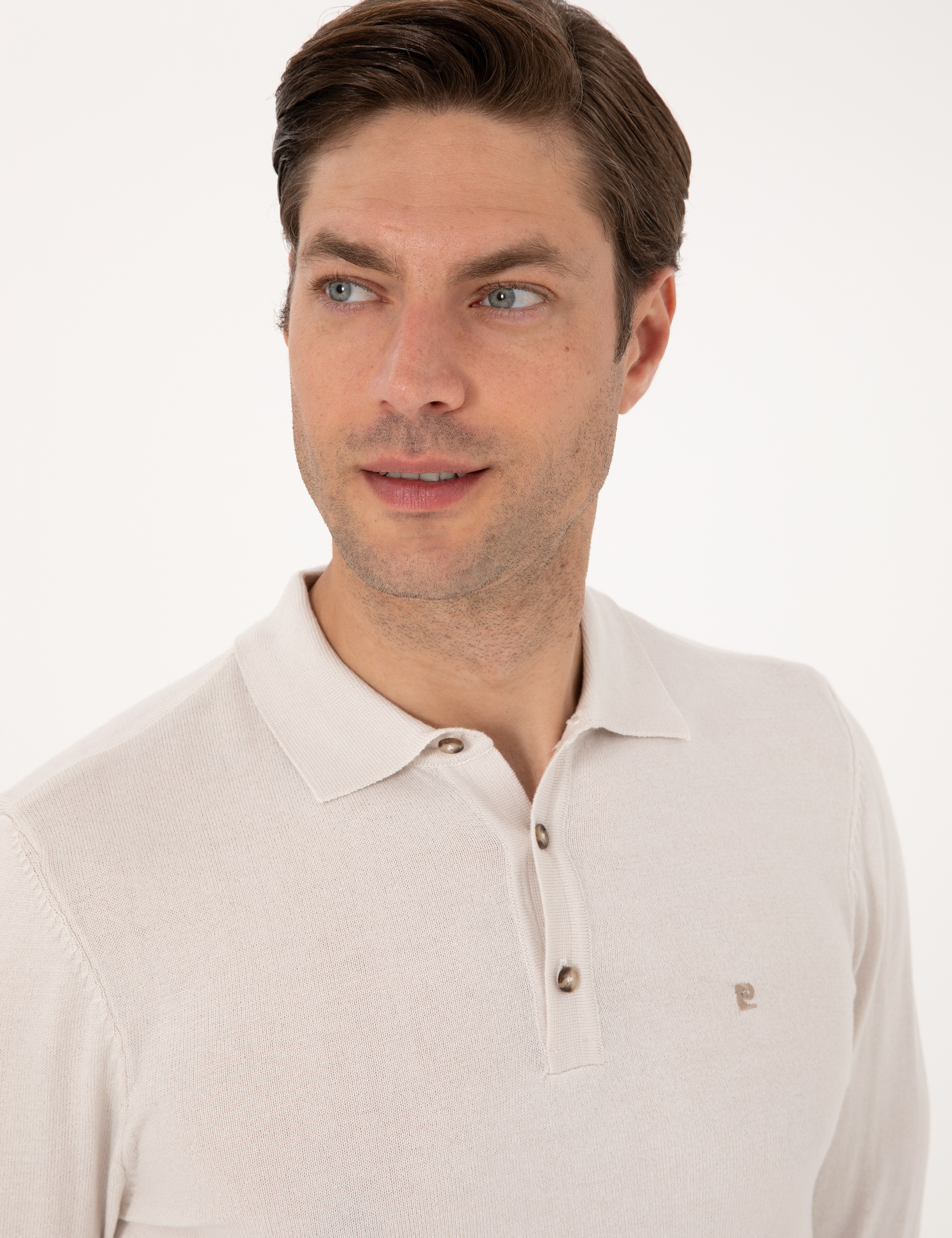 Taş Slim Fit Polo Yaka Basic Triko Kazak - Image 2