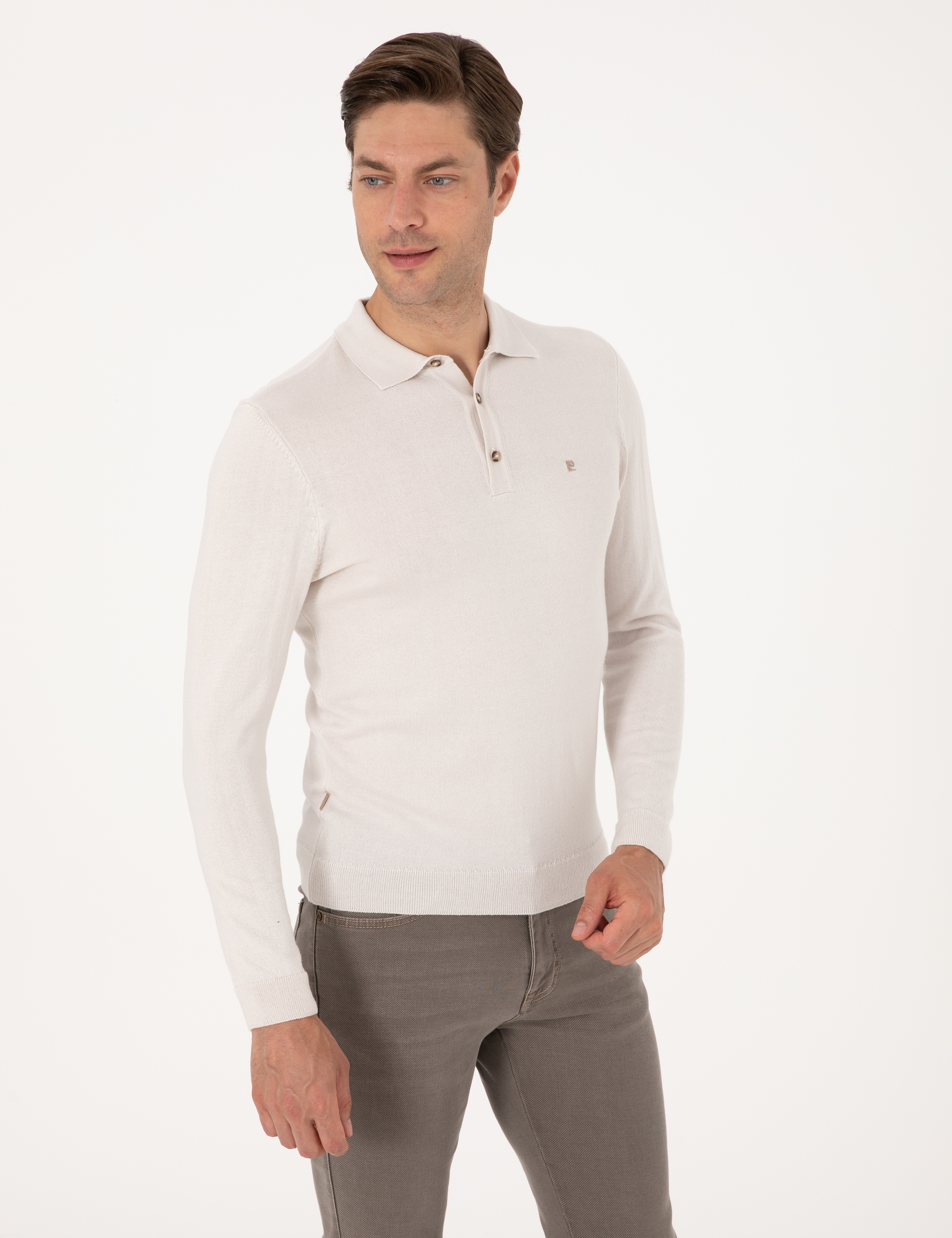 Taş Slim Fit Polo Yaka Basic Triko Kazak - Image 1