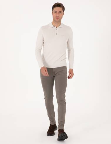Taş Slim Fit Polo Yaka Basic Triko Kazak