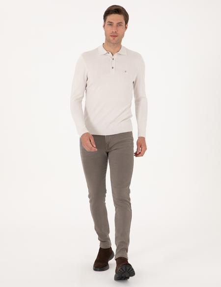 Taş Slim Fit Polo Yaka Basic Triko Kazak - 50314189077