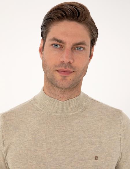 Kum Melanj Slim Fit Yarım Balıkçı Yaka Basic Triko Kazak - 50314176174