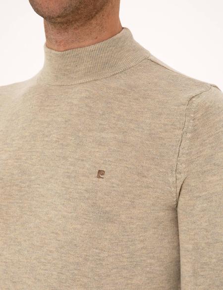 Kum Melanj Slim Fit Yarım Balıkçı Yaka Basic Triko Kazak - 50314176174