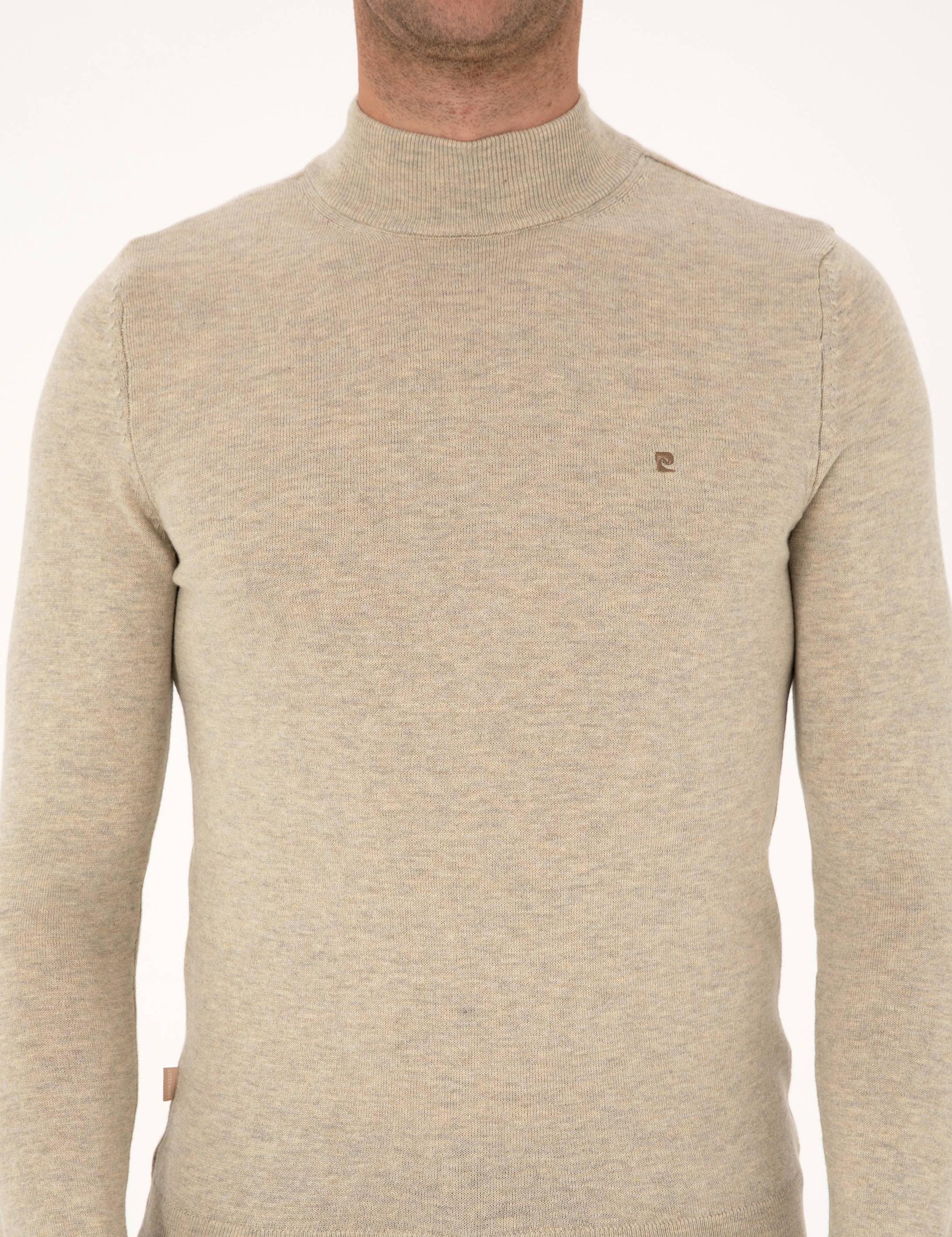 Kum Melanj Slim Fit Yarım Balıkçı Yaka Basic Triko Kazak