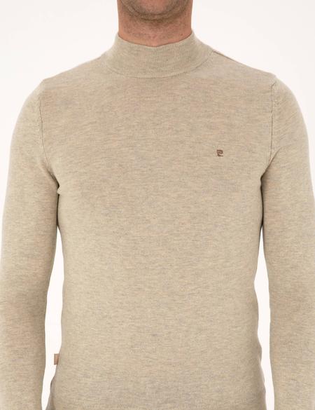 Kum Melanj Slim Fit Yarım Balıkçı Yaka Basic Triko Kazak - 50314176174