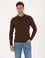 Kahverengi Slim Fit Polo Yaka Basic Triko Kazak