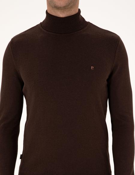 Koyu Kahverengi Slim Fit Balıkçı Yaka Basic Triko Kazak - 50314202031