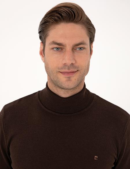 Koyu Kahverengi Slim Fit Balıkçı Yaka Basic Triko Kazak - 50314202031