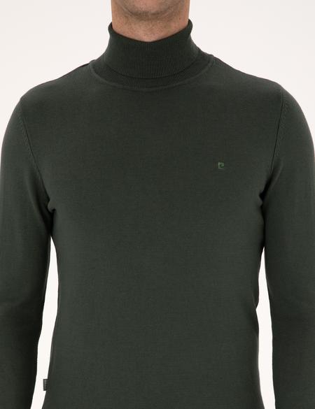 Koyu Haki Slim Fit Balıkçı Yaka Basic Triko Kazak - 50314202068