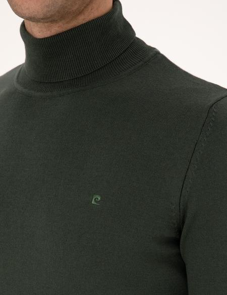 Koyu Haki Slim Fit Balıkçı Yaka Basic Triko Kazak - 50314202068