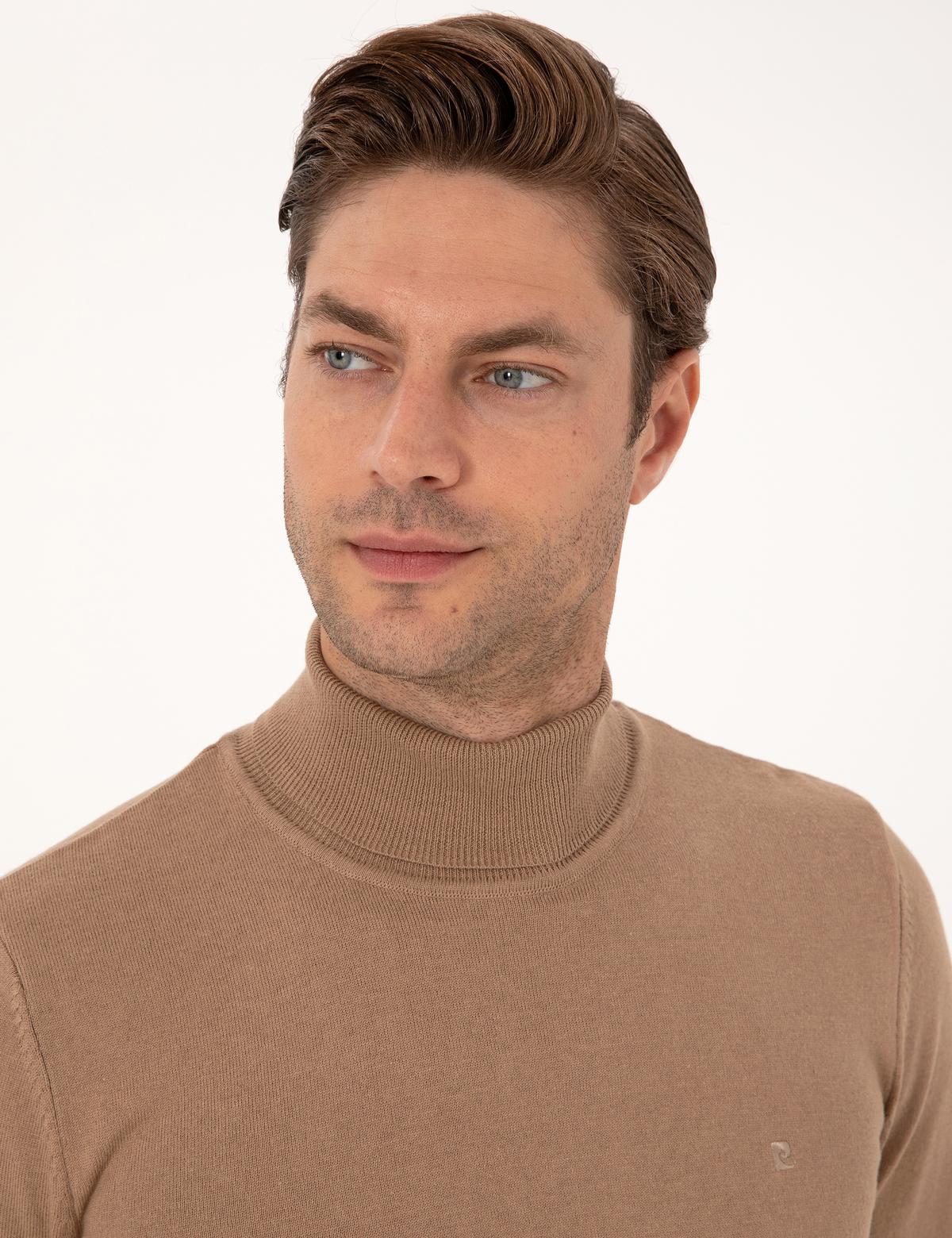 Camel Slim Fit Balıkçı Yaka Basic Triko Kazak - 50314202133