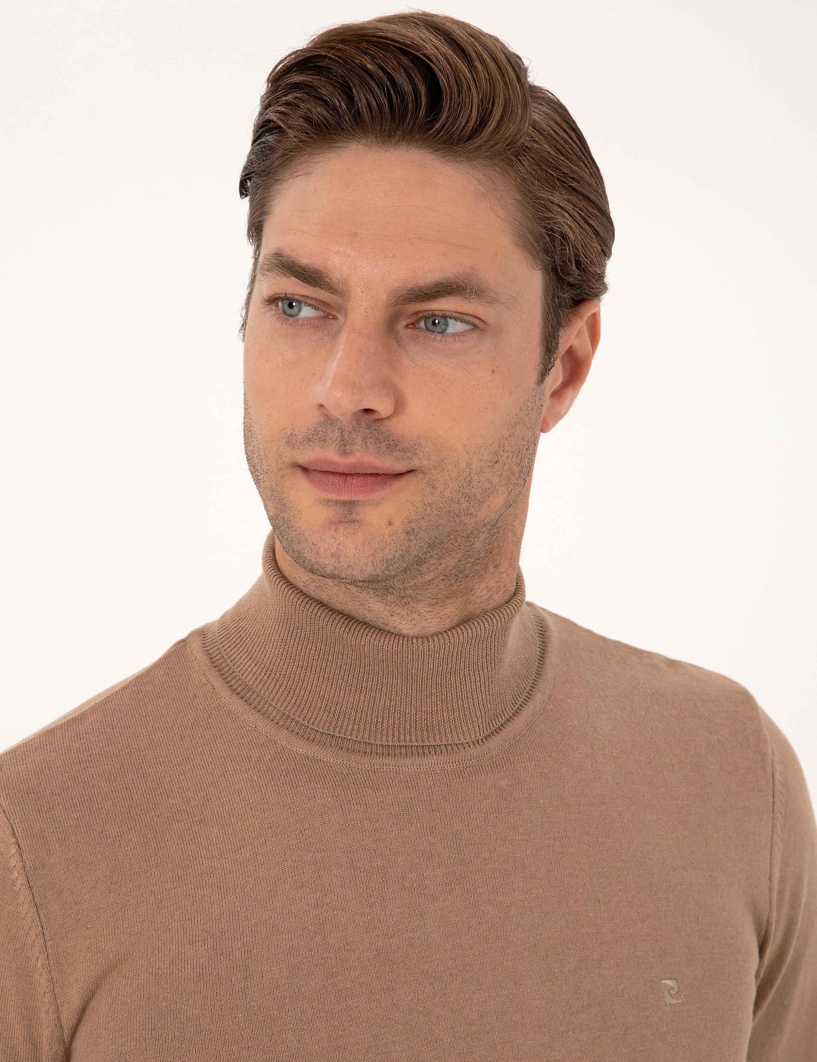 Camel Slim Fit Balıkçı Yaka Basic Triko Kazak