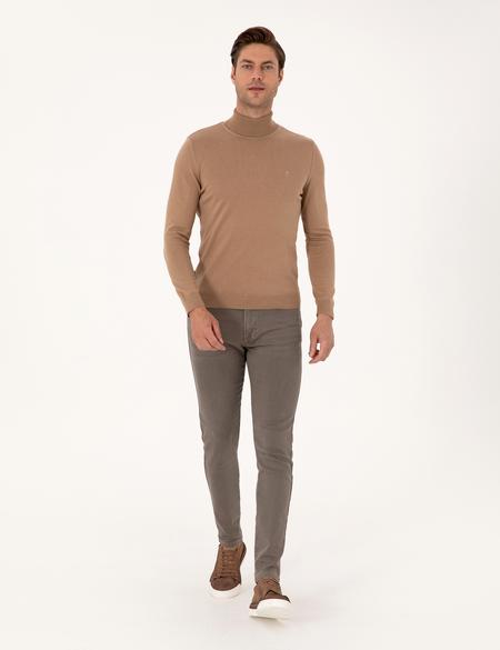 Camel Slim Fit Balıkçı Yaka Basic Triko Kazak - 50314202133
