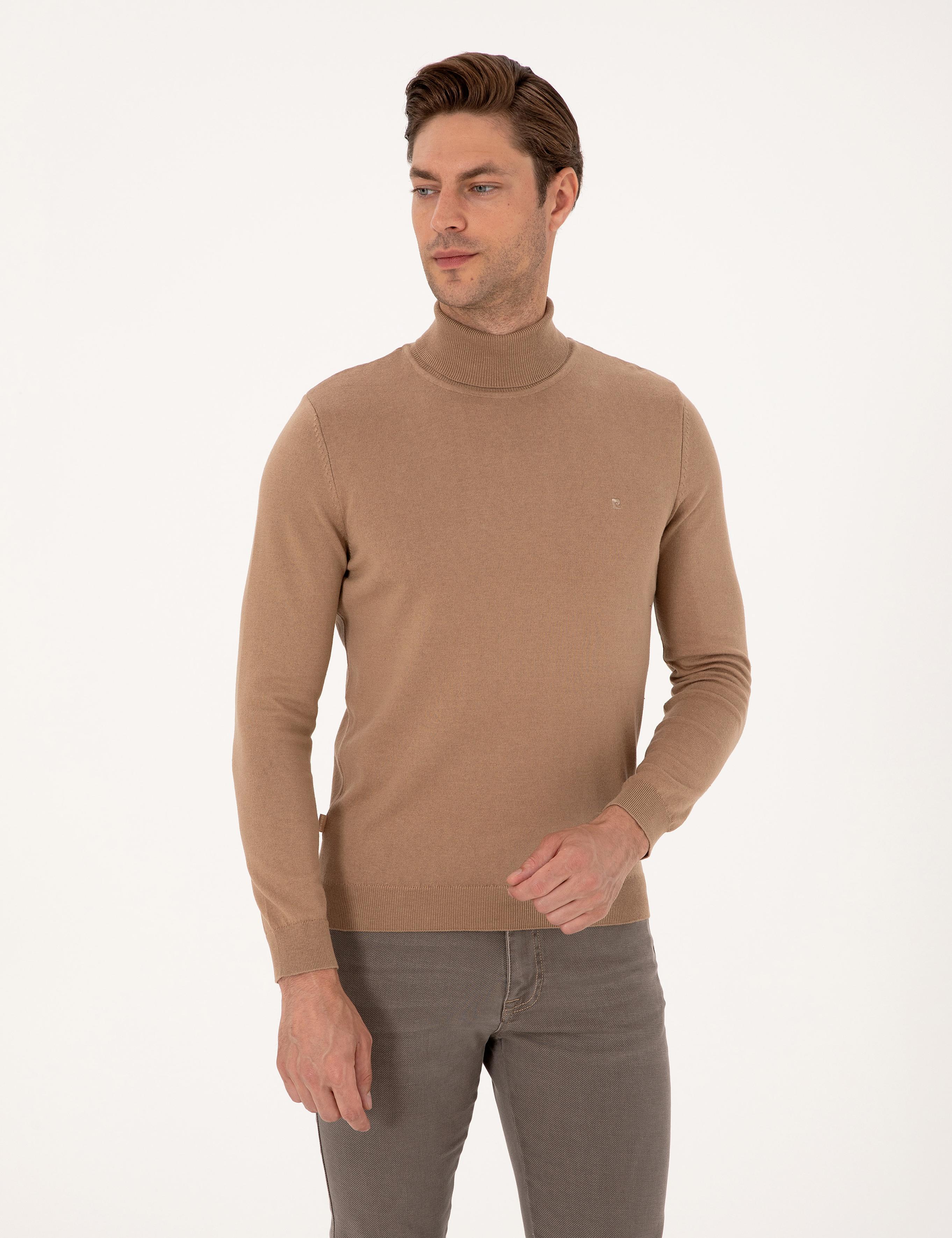 Camel Slim Fit Balıkçı Yaka Basic Triko Kazak