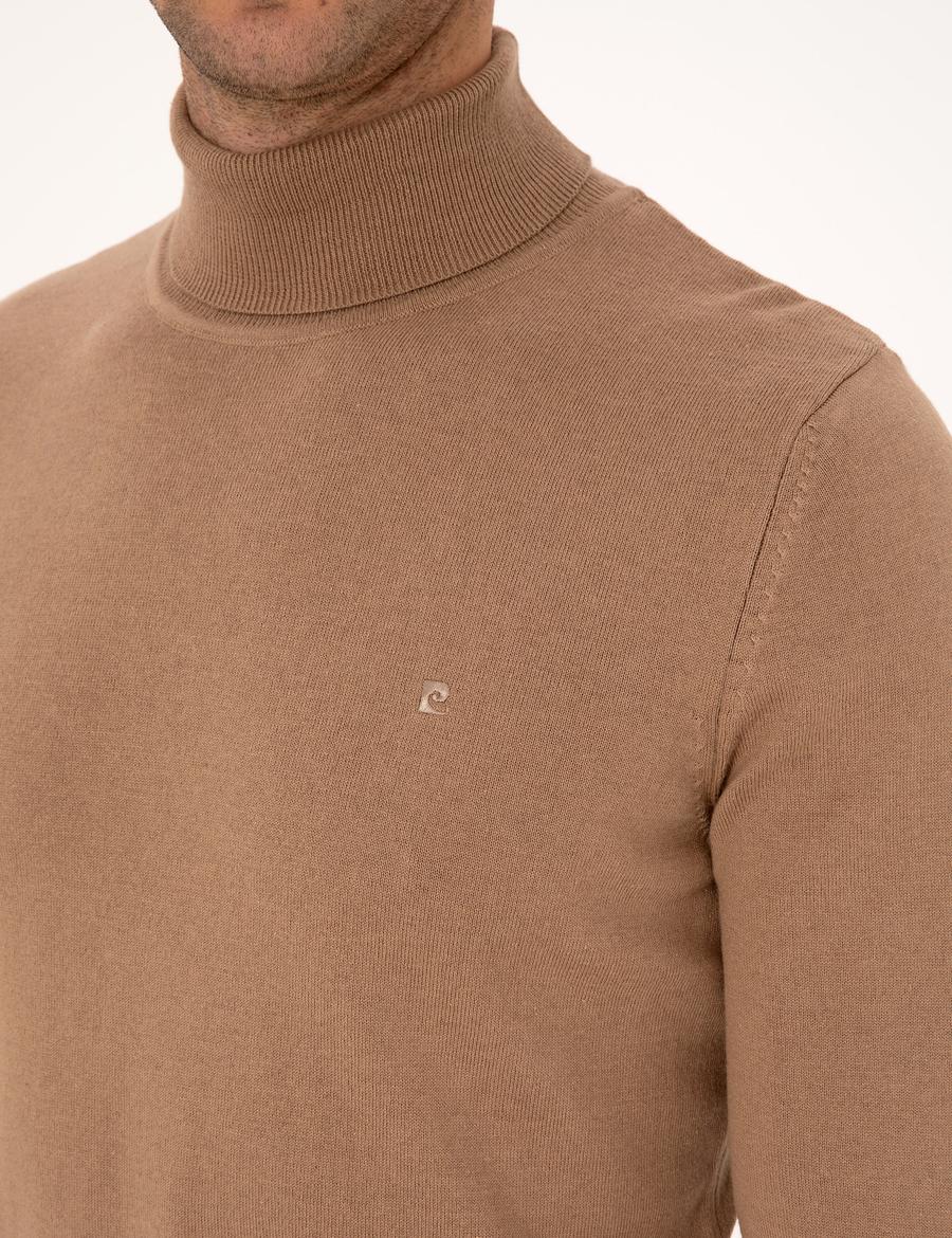 Camel Slim Fit Balıkçı Yaka Basic Triko Kazak