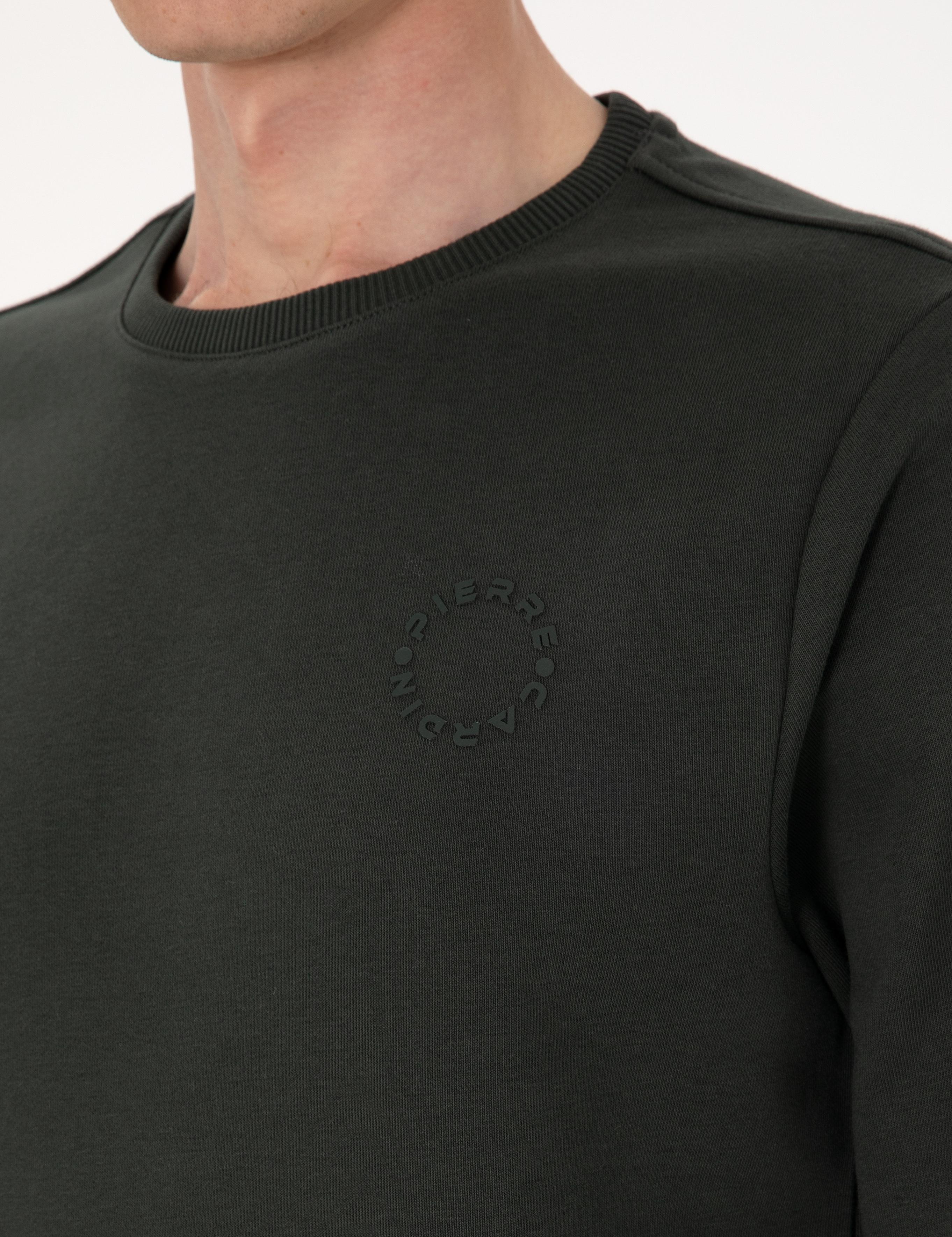 Koyu Yeşil 3 İplik Regular Fit Bisiklet Yaka Basic Sweatshirt