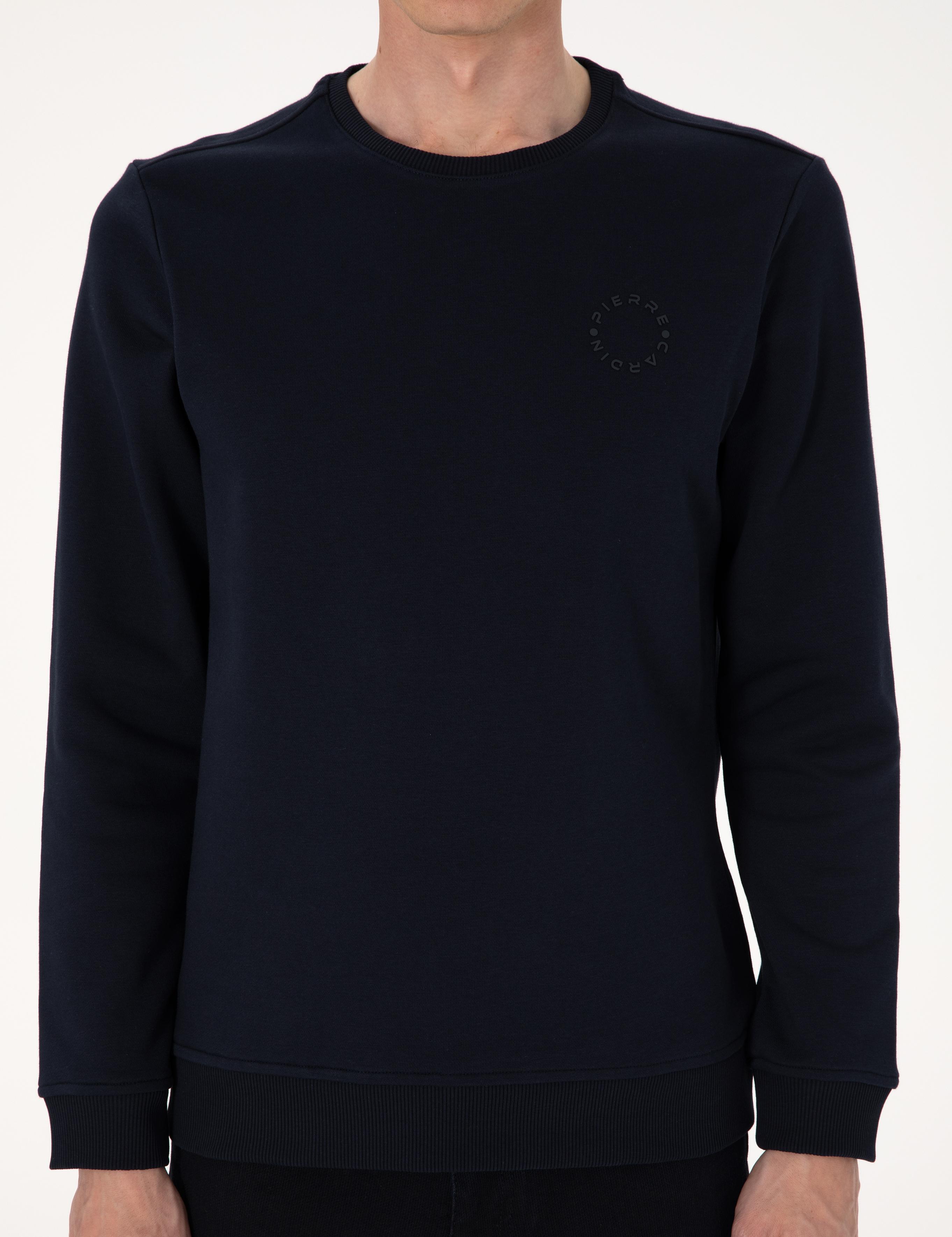 Lacivert 3 İplik Regular Fit Bisiklet Yaka Basic Sweatshirt