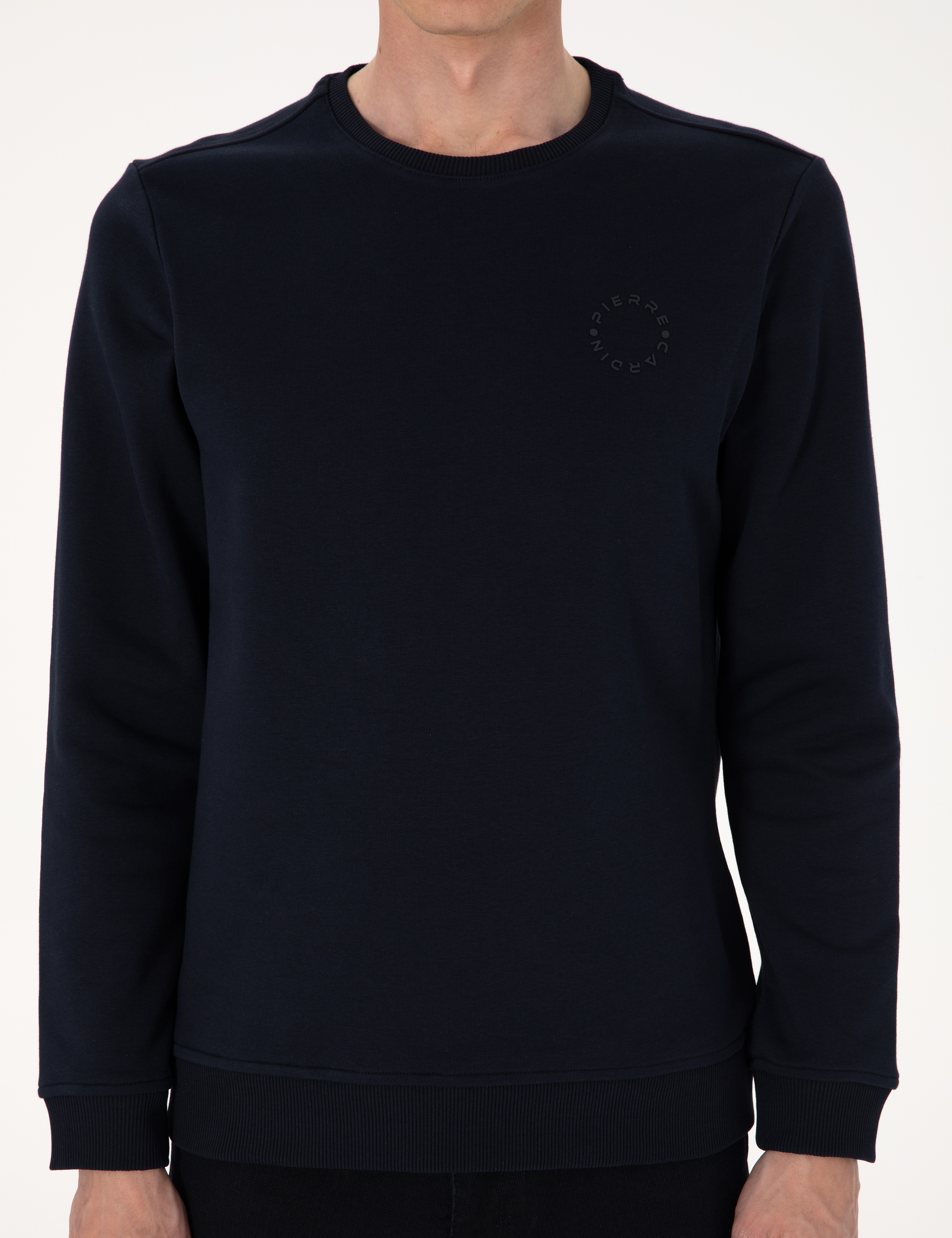 Lacivert 3 İplik Regular Fit Bisiklet Yaka Basic Sweatshirt - Image 6