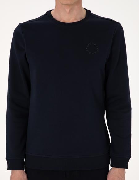 Lacivert 3 İplik Regular Fit Bisiklet Yaka Basic Sweatshirt - 50314978002