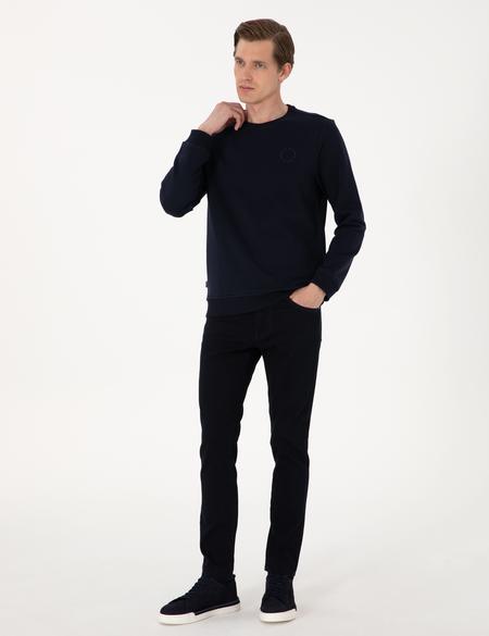 Lacivert 3 İplik Regular Fit Bisiklet Yaka Basic Sweatshirt - 50314978002