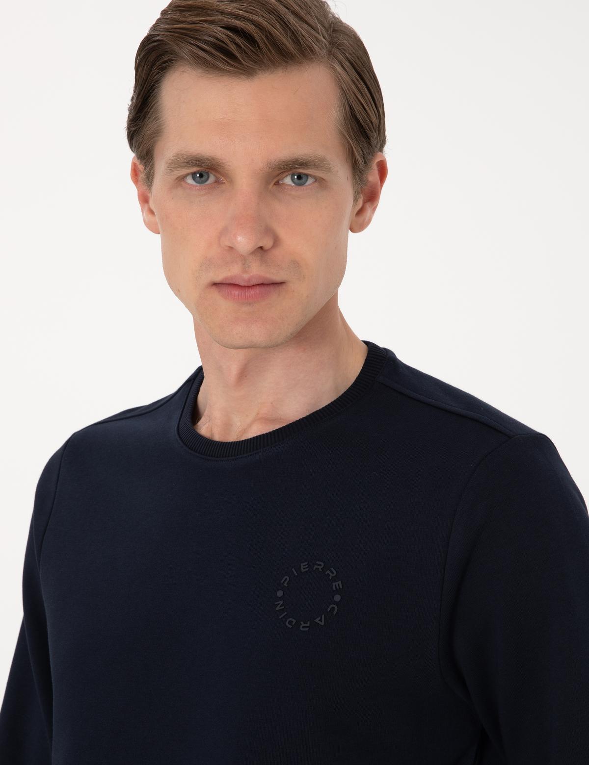 Lacivert 3 İplik Regular Fit Bisiklet Yaka Basic Sweatshirt - 50314978002