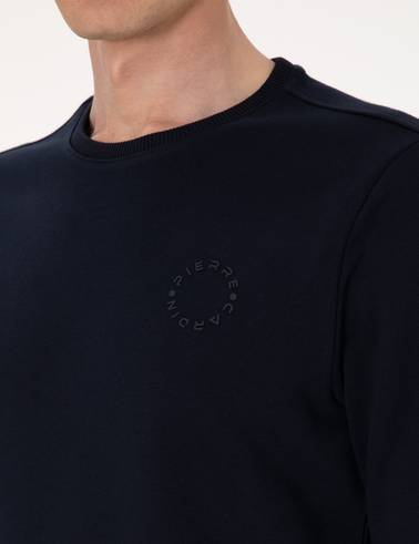 Lacivert 3 İplik Regular Fit Bisiklet Yaka Basic Sweatshirt