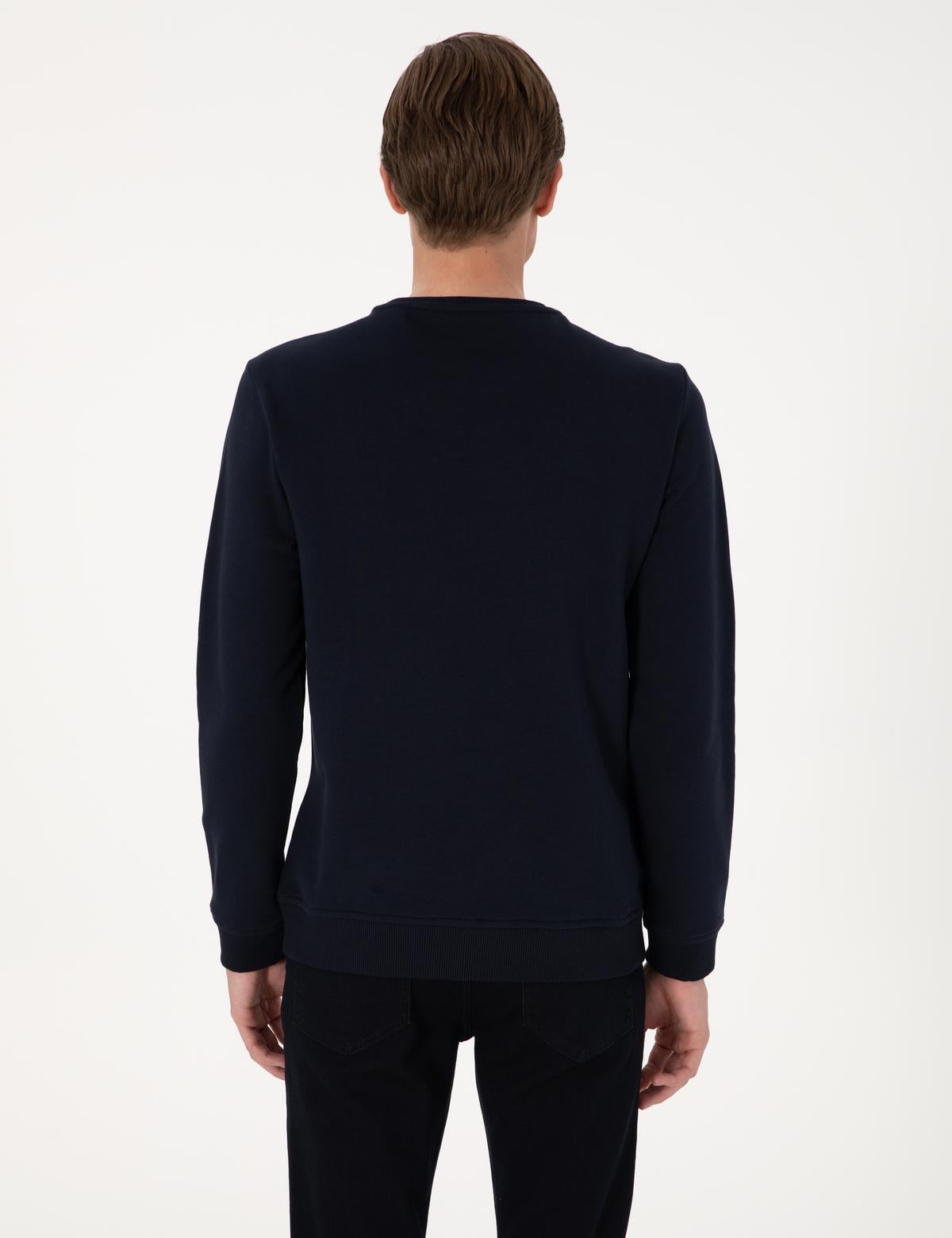 Lacivert 3 İplik Regular Fit Bisiklet Yaka Basic Sweatshirt - 50314978002