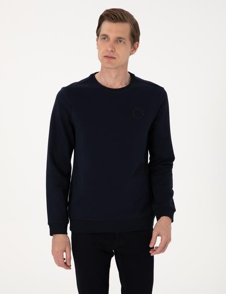 Lacivert 3 İplik Regular Fit Bisiklet Yaka Basic Sweatshirt - 50314978002